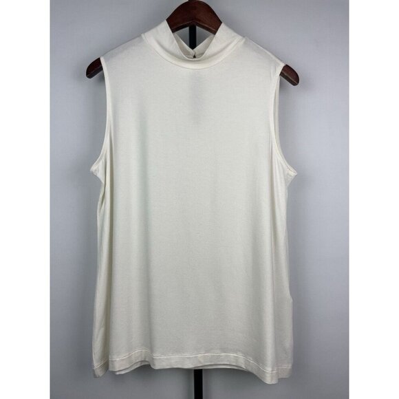 Chico's Tops - Chico’s White Sleeveless‎ Mockneck Keyhole Back Neckline Blouse Top Size L/12